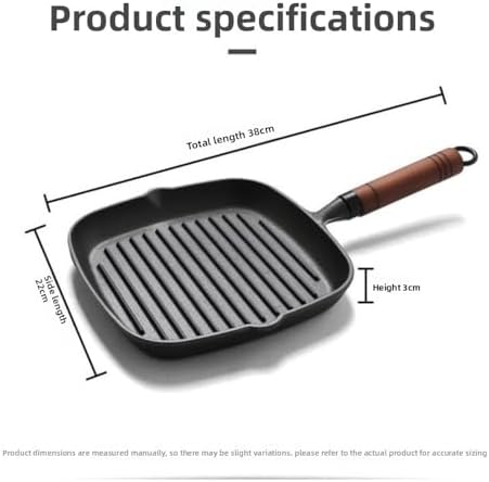 Nonstick Cast Iron Grill Pan with Double Spouts, 8.7-inch Durable Skillet for Stove Tops, Ideal for Indoor & Outdoor Cooking (8.7inch / 22cm) - Image 2
