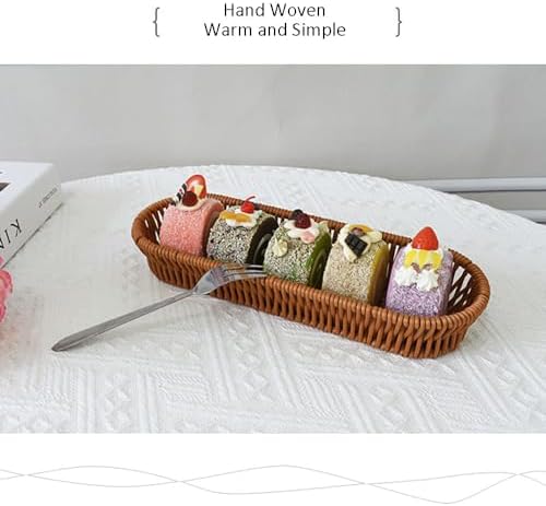 Silverware Organizer Basket, Outdoor Dining Cutlery Baskets, Small Wicker Bread Cracker Baskets 2 Pack, Stackable Wicker Storage Baskets for Spoons Forks Knives Stationery (Oval) - Image 3