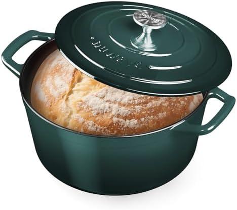 Nuwave 6 Qt PFAS-Free Enamel Cast Iron Dutch Oven Pot with Lid, Pine Forest by NuWave