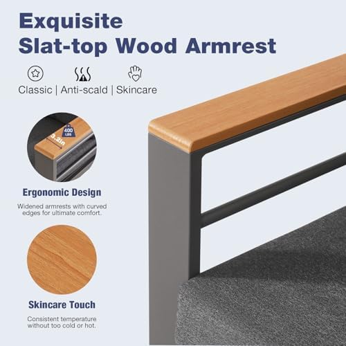 Aoxun Aluminum Patio Furniture Set 2 Seats, Dark Grey - Image 3