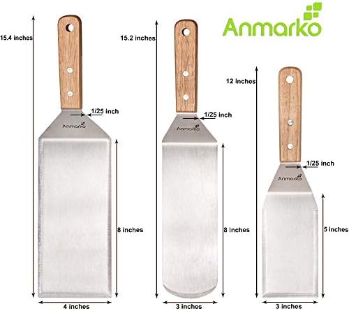 Metal Spatula Set Stainless Steel Hamburger Turner Griddle Flipper Scraper for BBQ Grill Flat Top - Image 3