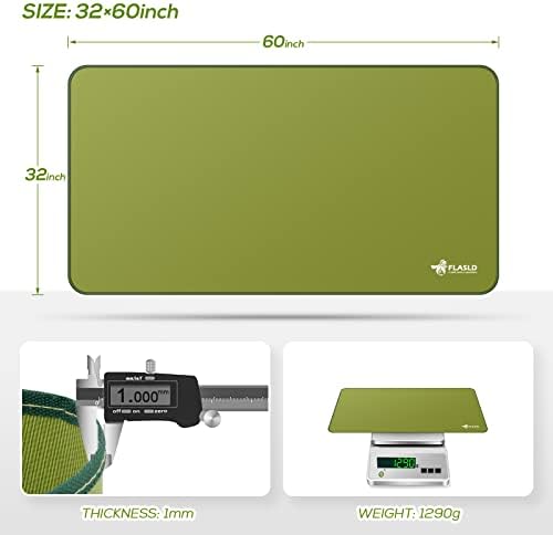 FLASLD Under Grill Mat 32 x 60 inches, Grill and Stove Protective Mat, Protects Decks and Patios from Grease Splashes, Silicone Fiberglass Flame Retardant Material, Spinach Green - Image 3