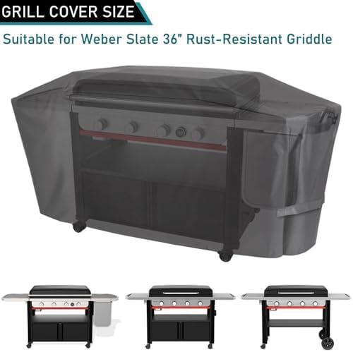 ZJYWSCH Grill Cover for Weber Slate 36" Griddle Outdoor Waterproof Griddle Cover 3400120 Heavy Duty Webber Slate 36 inch Flat Top Griddle Grill Cover - Image 2