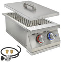 Double Side Burner for Outdoor Kitchen, 2 x 17,000BTU Liquid Propane Burner by Qualipo