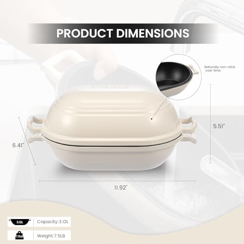 Enameled Cast Iron Dutch Oven for Sourdough Bread Baking,9 x 5-4/5 Inch Oval Cast Iron Bread Pan with Lid,Dutch Oven for Homemade Sourdough Baking,2.8QT Meatloaf Pan,Oven Safe - Image 2