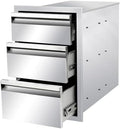 Outdoor Kitchen Drawers 14" W x 21" H x 23" D Stainless Steel Triple Drawers with Hidden Handle for BBQ Island, Patio Grill Station & Outdoor Kitchen Cabinets by Unknown