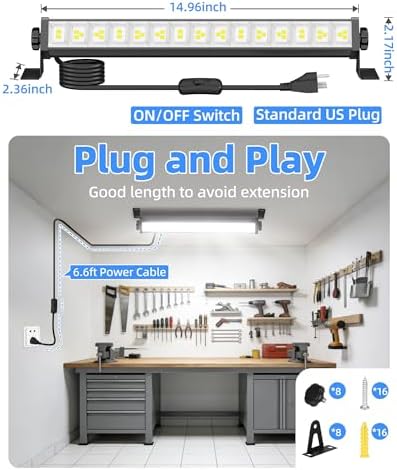 40W Shop Light for Garage, Plug in 5400LM with Switch+ 6.6FT Cord, 4 Pack - Image 5