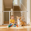 Mumeasy 29.7–51 Inch Extra Wide Baby Gate for Stairs, Extra Long Indoor Dog Gate for Doorways, Pressure Mounted Walk Thru Child Gate with Auto-Close, No-Drill Safety Pet Gate with Door for House,White by Mumeasy-FocusonBabyPetSafetyGate