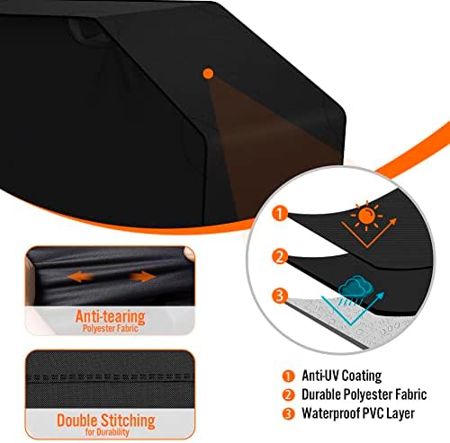 iCOVER 36 inch Griddle Cover for Blackstone, 600D Heavy Duty Waterproof Flat Top Grill Covers for 36" Grills 1554 1825 for Weber 36” Griddles with Support Pole - Image 3