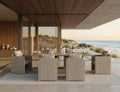 PURPLE LEAF Outdoor Dining Set 7 Pcs with Olefin Cushion Armchairs Beige by PURPLELEAF