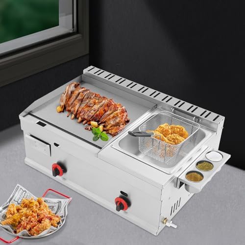 Commercial Gas Propane Flat Top Griddle With Deep Fryer Multi Function Cooking Tool High Heating Power Durable Build Ideal For Restaurant Catering Outdoor Food Making And Daily Commercial Cooking Use - Image 7