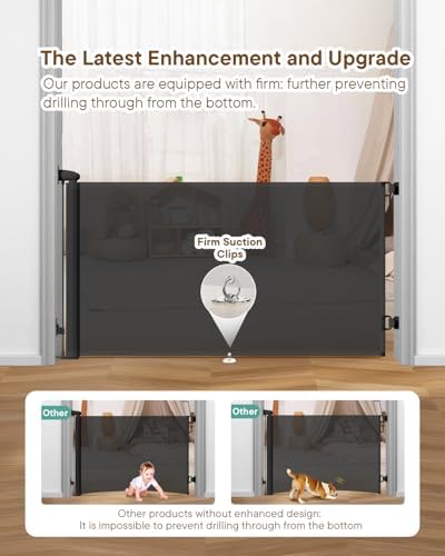 Retractable Baby Gates, 34" Tall Fits Up to 55" Wide, Black - Image 3