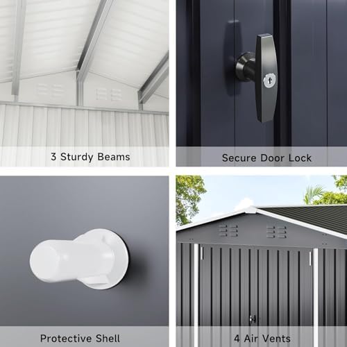 Polar Aurora 10x14 Outdoor Storage Metal Shed with Updated Frame Structure - Image 4