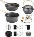 THTYBROS 27pcs Camping Cooking Set for 2-4 People, Portable Cookware Set with Kettle, Pots & Pans, Stainless Steel Utensils, Plates, Dishware for Backpacking, Picnic, Outdoor Adventures by THTYBROS