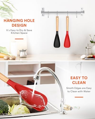 Badiano Silicone Cooking Spoon for Nonstick Cookwares, Multi-function,13.4" - Image 7