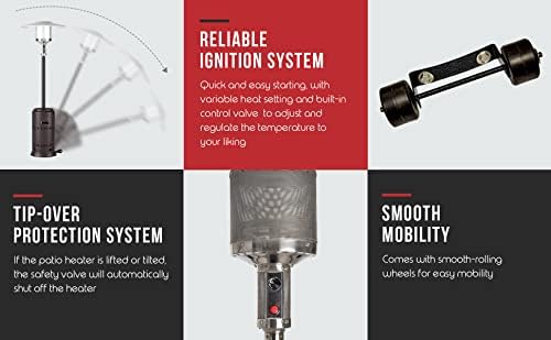 Fire Sense 63717 Performance Series Patio Heater With Wheels 46,000 BTU Output Electronic Ignition System Portable Outdoor Propane Heater For Residential - Espresso - Image 6