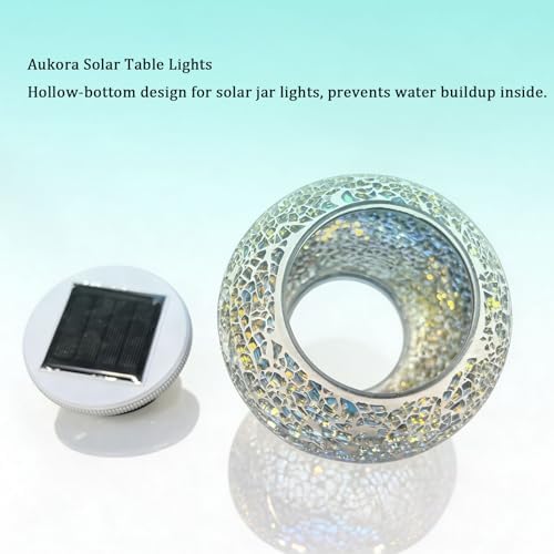 Aukora Solar Table Lights Outdoor,Color Changing Crack Glass Ball Lights - Image 4