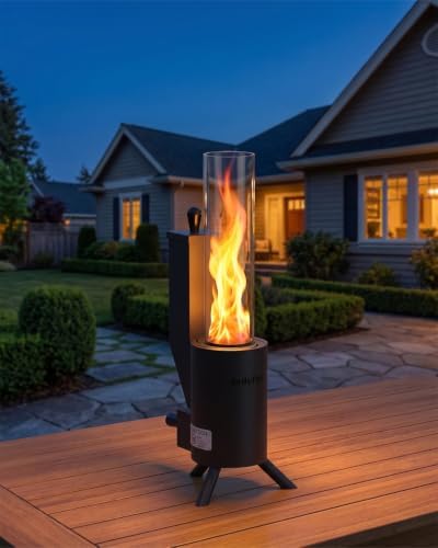 21" Tabletop Wood Pellet Heater with Glass Tube, Modern Gift, FP057 - Image 2