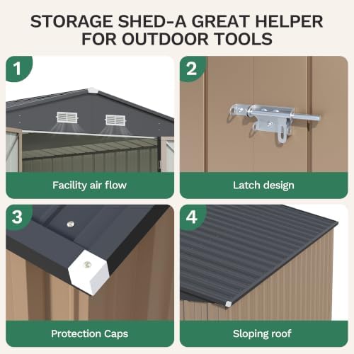 Patiowell 10x14 FT Outdoor Storage Shed, Brown - Image 5