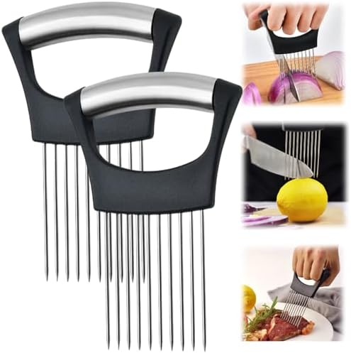 2025 Upgraded Onion Slice, New Stainless Steel Onion Chopper for Slicing, Chopper Slice Assistant Tool, Cutter for Slicing of Meat, Onion, Potato, Tomato Kitchen Gadgets (2) by NQAFH