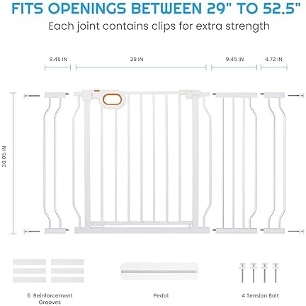 owlie 29-52 Inch Wide Baby Gate with Door for Stairs Doorways - Image 2