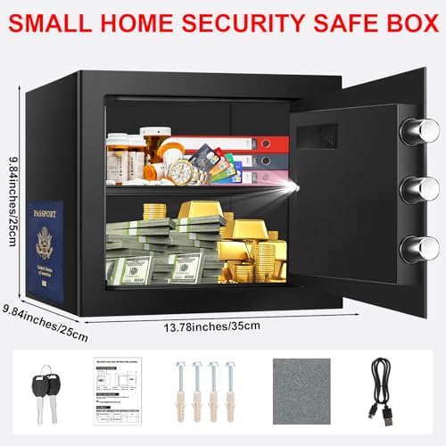 1.3 Cuft Safe Box Fireproof Waterproof, Digital Security Safes for Home Use Fire and Water Proof with Combination Lock, Alarm System and Removable Shelf, Anti-Theft Fireproof Safe For Money, Jewelry - Image 3