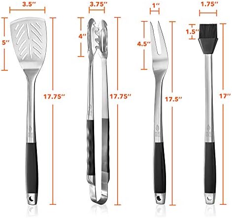 Pure Grill 4-Piece Stainless Steel BBQ Tool Utensil Set - Professional Grade Barbecue Accessories - Image 5