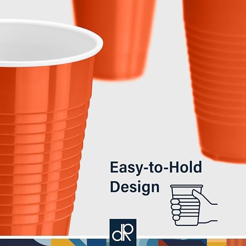 DecorRack Orange Plastic Cups, 12 oz Disposable Cups, Reusable Party Supplies (40 Count) - Image 5