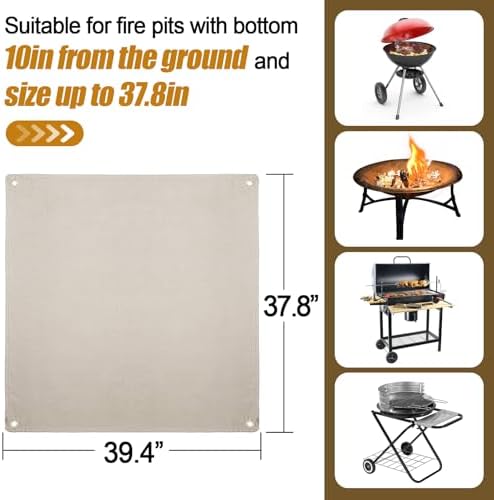 Fire Pit Mat, 37.8"x 39.4" Fireproof Blanket for Under Fire Pit, Camel - Image 5