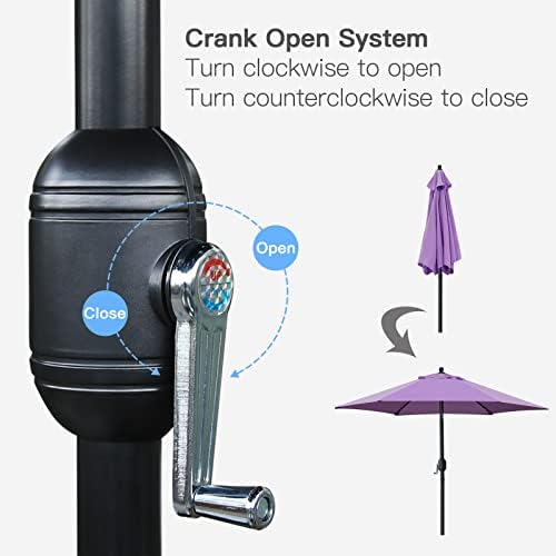 Sunnyglade 7.5' Patio Umbrella Outdoor Table Umbrella Tilt Crank Purple - Image 5