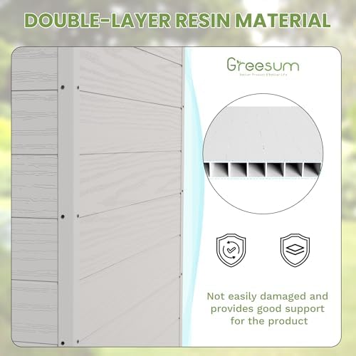 Greesum 6x4FT Plastic Outdoor Storage Shed with Floor, Light Gray - Image 4