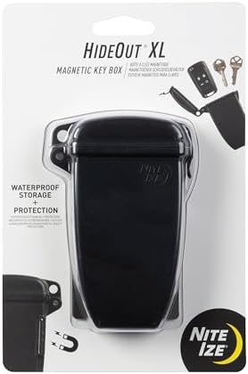 Nite Ize Hideout Magnetic Key Box - Waterproof Key Hider - Magnetic Key Holder & Box - Waterproof Key Storage for Spare Keys - Black, Extra Large by NiteIze