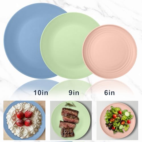 Wrova Wheat Straw Dinnerware Sets 40PCS, Unbreakable Plates and Bowls Sets Service for 8, Microwave and Dishwasher Safe Dish Set, Dinning Plates/Cereal Bowls/Drinking Cups for Kitchen,Camping-Nordic - Image 3