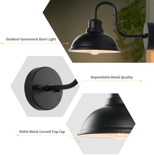 Barn Light Outdoor Wall Lights 8" Exterior Lighting Fixtures 2 Pack - Image 4