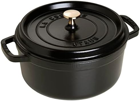 Staub La Cocotte Round 40500-281 "Pico Cocotte Round, Black, 11.0 inches (28 cm), Two-Handed, Enameled Pot, Waterless Cooking, Induction Compatible by Unknown
