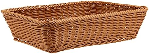FUNSUEI 3 Pack 15.6 x 11.8 x 3.4 Inches Rectangular Poly Wicker Bread Baskets for Serving, Food Serving Baskets, Handmade Woven Pantry Organizer for Storing Bread, Vegetables, Fruits and Snacks, Brown - Image 7