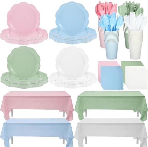 Havawish 340 Pcs Pastel Sweet Style Gingham Party Supplies by Havawish