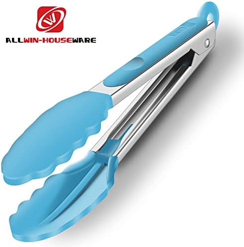 2 Pack Silicone Kitchen Tongs, 9 & 12 Inch, Stainless Steel, Blue - Image 5