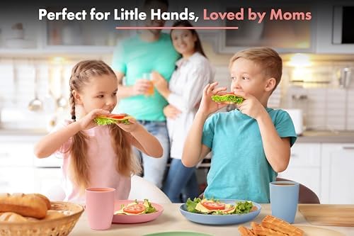 FOODLE Wheat Straw Dinnerware Set - Non-Toxic Kids Plates and Bowls Sets - Image 6