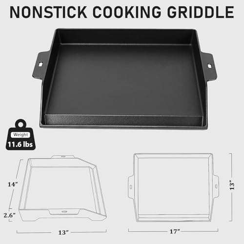 Utheer 17" x13" Enameled Cast Iron Griddle for 2 Burner Gas Grill/Stove Top - Image 2