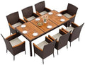 Flamaker Patio Dining Set for 8 Outdoor Acacia Wood Table and Chairs, Brown by Flamaker
