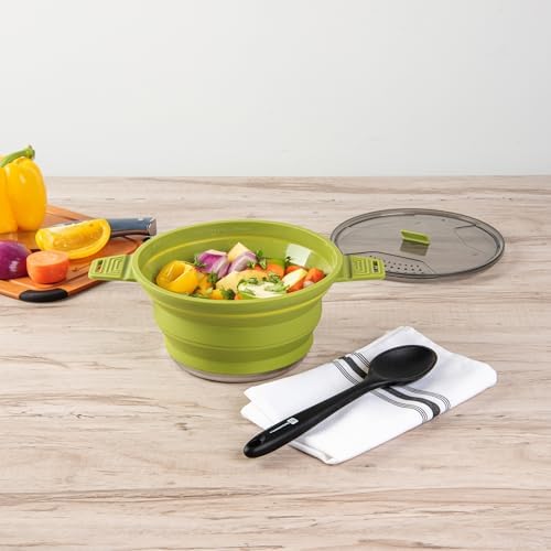 Restaurantware 2.5L Green Silicone Collapsible Pot - Image 6