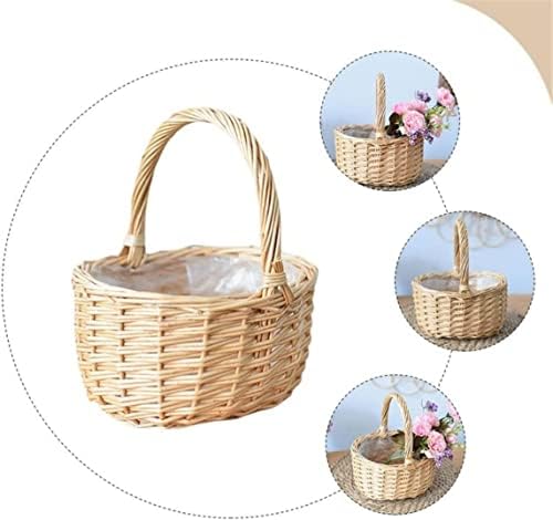 Basket Park Picnic Woven Rattan Picnic Storage Holder Baskets Wicker Handwoven Fruit Willow Braided Basket Camping Outdoor Decor - Image 5