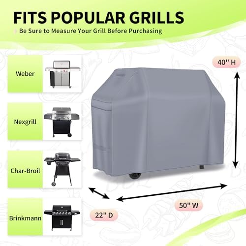 NEXCOVER Barbecue Gas Grill Cover - 50 Inch Waterproof BBQ Cover, Outdoor Heavy Duty Grill Cover, Fade & Weather Resistant Upgraded Material, Barbecue Cover for Weber, Brinkmann, Char Broil, Holland. - Image 2