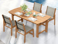 Ciokea HDPE Outdoor Dining Set, Patio Table and 4 Stackable Chairs, Teak by CIOKEA