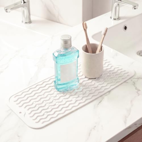 MicoYang Silicone Dish Drying Mat for Multiple Usage,Easy clean,Eco-friendly,Heat-resistant Silicone Mat for Kitchen Counter,Sink,Bar,Bottle,or Cup White M 17 inches x 6 inches - Image 6