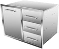 Outdoor Kitchen Drawer Combo, BBQ Access Trash Drawer Combo with Triple Stainless Steel Drawers(Right), Outdoor Kitchen for BBQ Island, Grilling Station, Outside Cabinet (28" W x 19.6“D x 20.1" H) by Globamboo