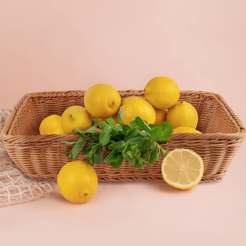 4 Pack 11.8 Inches Poly Wicker Woven Bread Baskets, Imitation Rattan Baskets, Poly Woven Baskets for Fruit, Food, Vegetables2 - Image 6