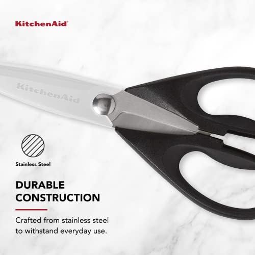 KitchenAid All Purpose Kitchen Shears with Protective Sheath Durable Stainless Steel Scissors, Dishwasher Safe, Soft Grip Comfort Handle, 8.72 Inch, Black - Image 5