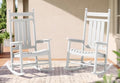 SERWALL Comfortable Outdoor Rocking Chairs Set of 2, White by SERWALL
